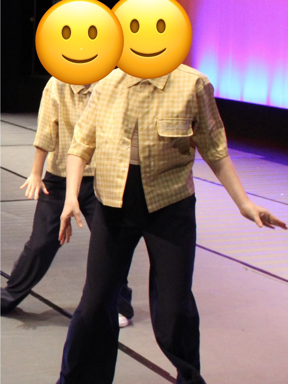Yellow Plaid Short-Top with blue pants dance costume